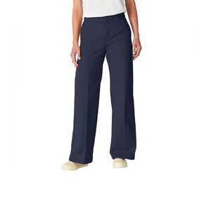Dickies wide leg twill pant women high rise navy blue sz#29 new